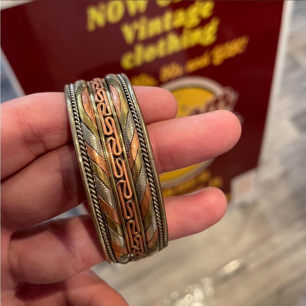 Multi-coloured vintage bangle bracelet jewelery indie copper